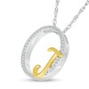Thumbnail Image 2 of 1/10 CT. T.W. Diamond Circle with "J" Initial Pendant in Sterling Silver and 10K Gold