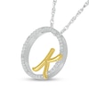 Thumbnail Image 2 of 1/10 CT. T.W. Diamond Circle with "K" Initial Pendant in Sterling Silver and 10K Gold