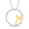 Thumbnail Image 1 of 1/10 CT. T.W. Diamond Circle with "M" Initial Pendant in Sterling Silver and 10K Gold