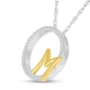 Thumbnail Image 2 of 1/10 CT. T.W. Diamond Circle with "M" Initial Pendant in Sterling Silver and 10K Gold