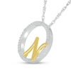 Thumbnail Image 2 of 1/10 CT. T.W. Diamond Circle with "N" Initial Pendant in Sterling Silver and 10K Gold