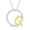 Thumbnail Image 1 of 1/10 CT. T.W. Diamond Circle with "Q" Initial Pendant in Sterling Silver and 10K Gold