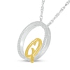 Thumbnail Image 2 of 1/10 CT. T.W. Diamond Circle with "Q" Initial Pendant in Sterling Silver and 10K Gold
