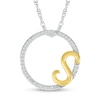 Thumbnail Image 1 of 1/10 CT. T.W. Diamond Circle with "S" Initial Pendant in Sterling Silver and 10K Gold