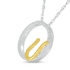 Thumbnail Image 2 of 1/10 CT. T.W. Diamond Circle with "U" Initial Pendant in Sterling Silver and 10K Gold
