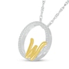 Thumbnail Image 2 of 1/10 CT. T.W. Diamond Circle with "W" Initial Pendant in Sterling Silver and 10K Gold