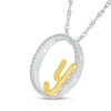 Thumbnail Image 2 of 1/10 CT. T.W. Diamond Circle with "Y" Initial Pendant in Sterling Silver and 10K Gold