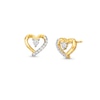 Thumbnail Image 0 of 1/10 CT. T.W. Diamond Ribbon Heart Stud Earrings in 10K Gold