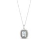 Thumbnail Image 1 of Elongated Cushion-Cut Aquamarine, White Lab-Created Sapphire and 1/5 CT. T.W. Diamond Frame Pendant in 14K White Gold