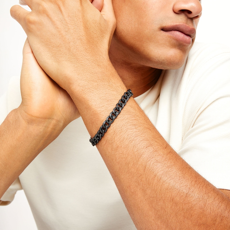 Main Image 2 of Vera Wang Men 1-3/4 CT. T.W. Black Diamond Curb Chain Bracelet in Sterling Silver with Black Ruthenium - 8.5"