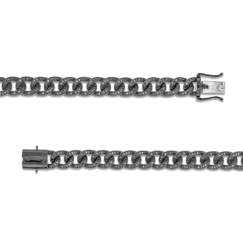 Main Image 3 of Vera Wang Men 1-3/4 CT. T.W. Black Diamond Curb Chain Bracelet in Sterling Silver with Black Ruthenium - 8.5"