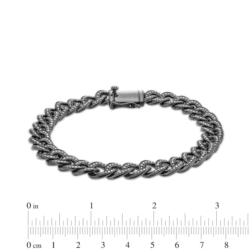 Main Image 4 of Vera Wang Men 1-3/4 CT. T.W. Black Diamond Curb Chain Bracelet in Sterling Silver with Black Ruthenium - 8.5"