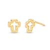 Thumbnail Image 1 of Tube Cross Stud Earrings in 14K Gold