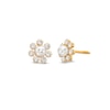 Thumbnail Image 0 of Child's Cultured Freshwater Pearl and Cubic Zirconia Flower Stud Earrings in 14K Gold