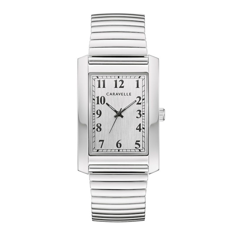 Main Image 1 of Men's Caravelle by Bulova Silver-Tone Expansion Watch with Rectangular Dial (Model: 43A157)