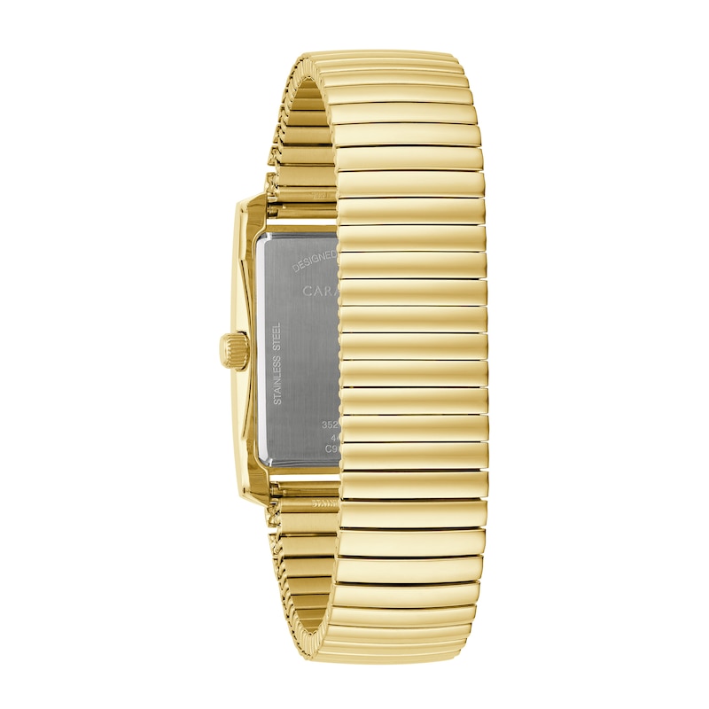 Main Image 3 of Men's Caravelle by Bulova Gold-Tone Expansion Watch with Rectangular Black Dial (Model: 44A122)