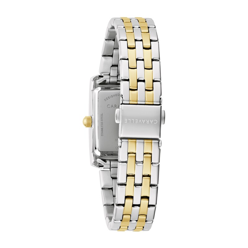 Main Image 3 of Ladies' Caravelle by Bulova Crystal Accent Two-Tone Watch with Rectangular Dial (Model: 45L191)
