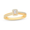 Thumbnail Image 0 of 3/8 CT. T.W. Emerald-Cut Diamond Criss-Cross Vintage-Style Engagement Ring in 14K Gold