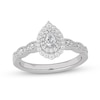 Thumbnail Image 1 of 1/2 CT. T.W. Pear-Shaped Diamond Scallop Frame Vintage-Style Engagement Ring in 14K White Gold