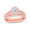 Thumbnail Image 1 of 1/2 CT. T.W. Oval Diamond Double Frame Split Shank Bridal Set in 14K Rose Gold