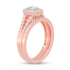 Thumbnail Image 2 of 1/2 CT. T.W. Oval Diamond Double Frame Split Shank Bridal Set in 14K Rose Gold