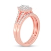 Thumbnail Image 2 of 1/2 CT. T.W. Pear-Shaped Diamond Double Frame Split Shank Bridal Set in 14K Rose Gold