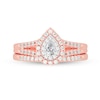 Thumbnail Image 3 of 1/2 CT. T.W. Pear-Shaped Diamond Double Frame Split Shank Bridal Set in 14K Rose Gold