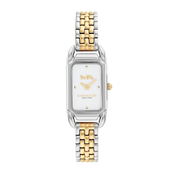 Ladies' Coach Cadie Two-Tone Watch with Rectangular White Dial (Model: 14504172)