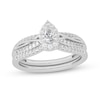 Thumbnail Image 1 of 1/2 CT. T.W. Pear-Shaped Diamond Frame Overlay Bridal Set in 14K White Gold