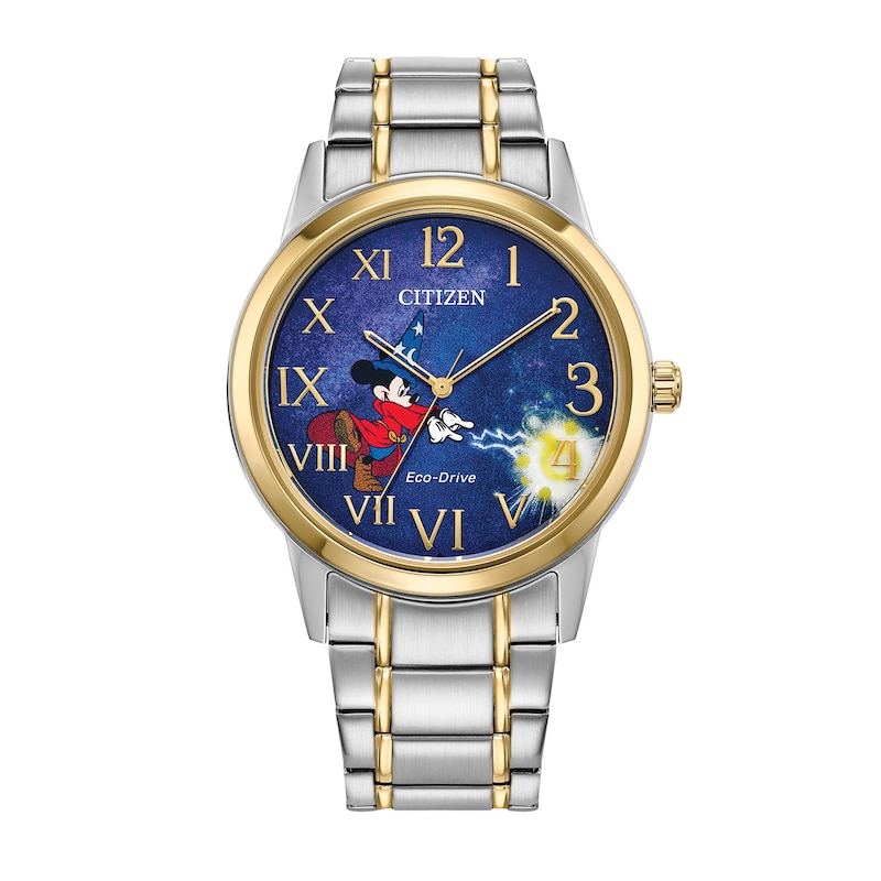 Main Image 1 of Men's Citizen Eco-Drive® Disney Sorcerer's Apprentice Mickey Two-Tone IP Watch with Blue Dial (Model: FE7064-71W)