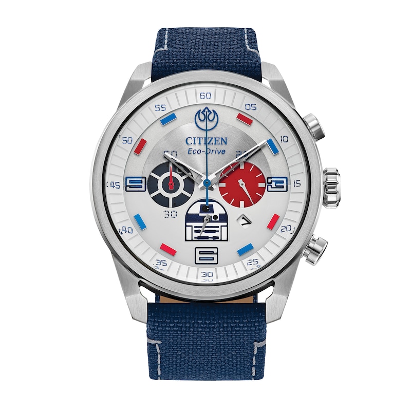 Main Image 1 of Men's Citizen Eco-Drive® Star Wars™ R2-D2™ Blue Cordura Strap Chronograph Watch (Model: CA4219-03W)
