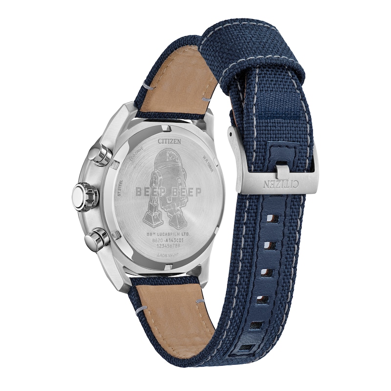 Main Image 3 of Men's Citizen Eco-Drive® Star Wars™ R2-D2™ Blue Cordura Strap Chronograph Watch (Model: CA4219-03W)
