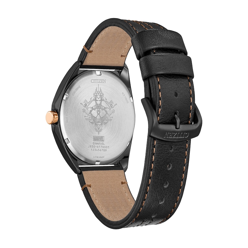 Main Image 3 of Men's Citizen Eco-Drive® ©Marvel Tony Stark Black IP Strap Watch with Arc Reactor Dial (Model: AW2075-05W)