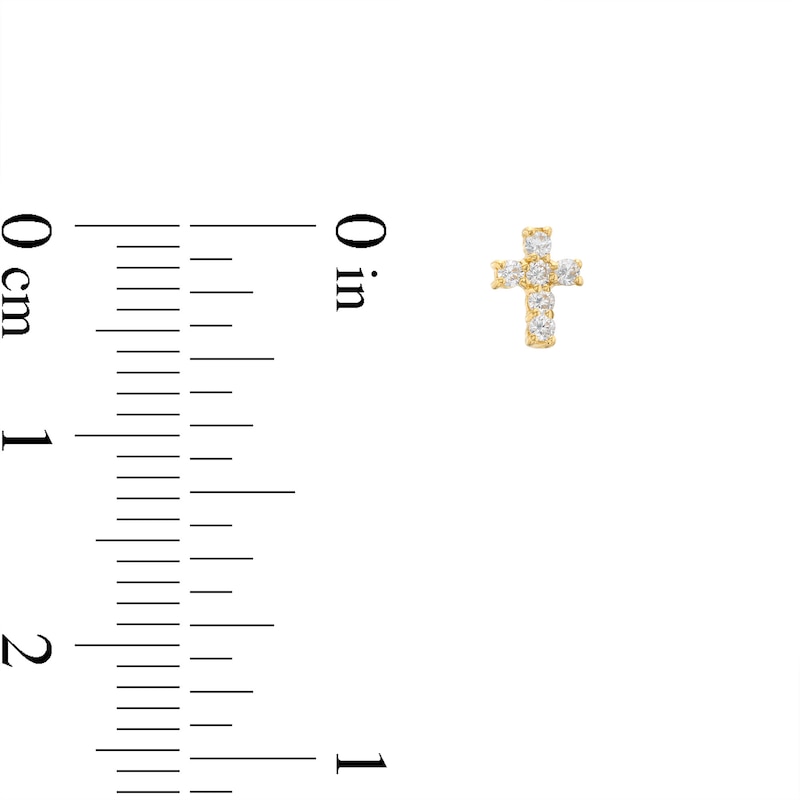 Main Image 2 of Child's Cubic Zirconia Cross Stud Earrings in 14K Gold