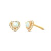 Thumbnail Image 1 of Child's 3.0mm Cabochon Lab-Created Opal and Cubic Zirconia Frame Heart Stud Earrings in 14K Gold