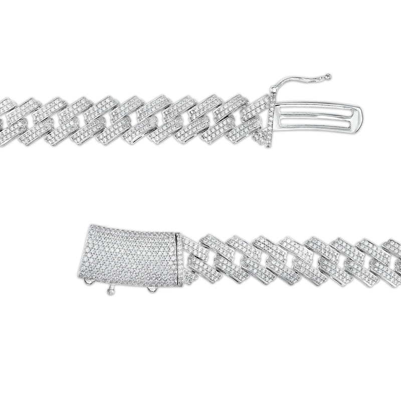 Main Image 3 of Men's 10 CT. T.W. Diamond Squared Curb Chain Necklace in 10K White Gold - 22"