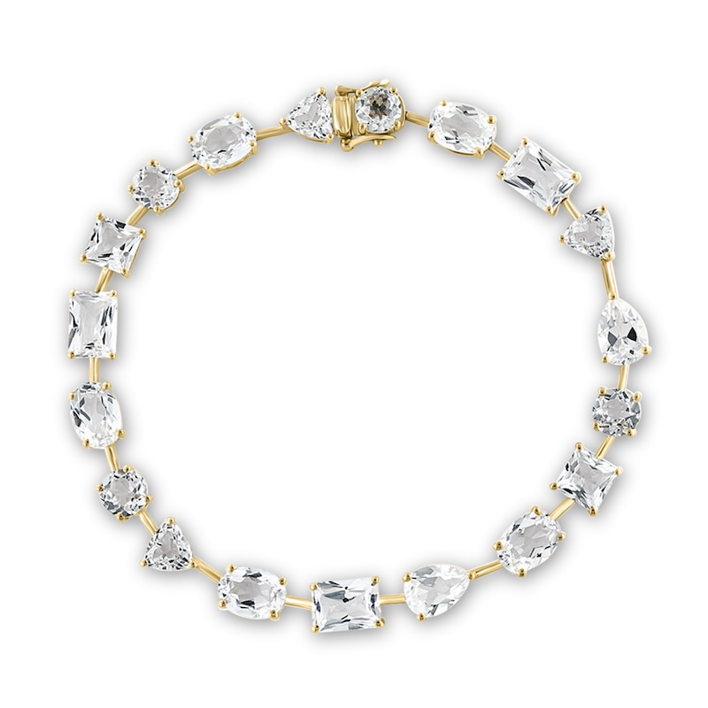 Main Image 1 of EFFY™ Collection Alternating Multi-Shape White Topaz Line Bracelet in 14K Gold