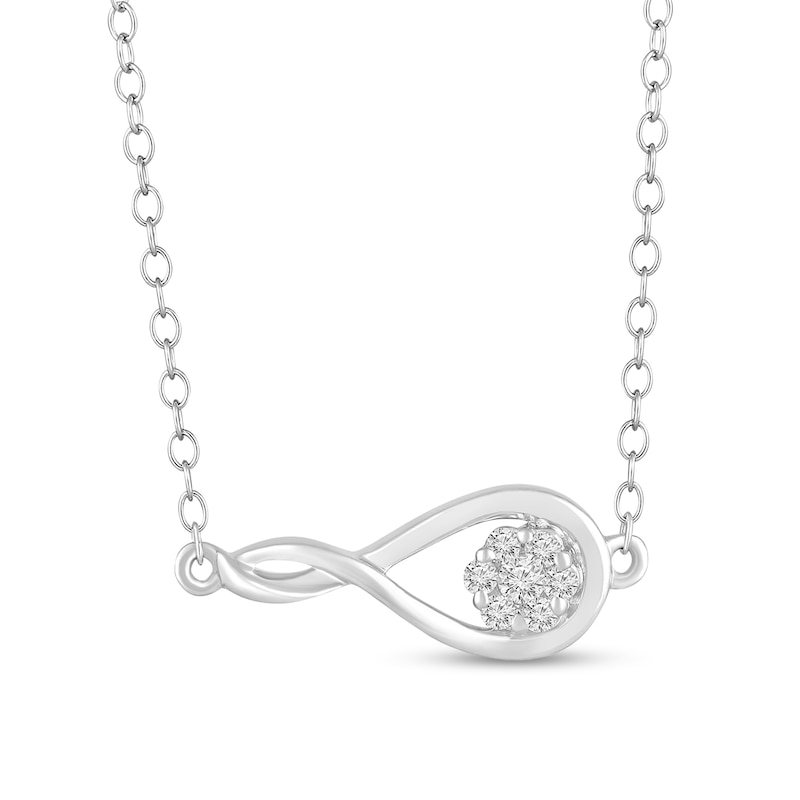 1/20 CT. T.W. Multi-Diamond Sideways Infinity Necklace in Sterling Silver