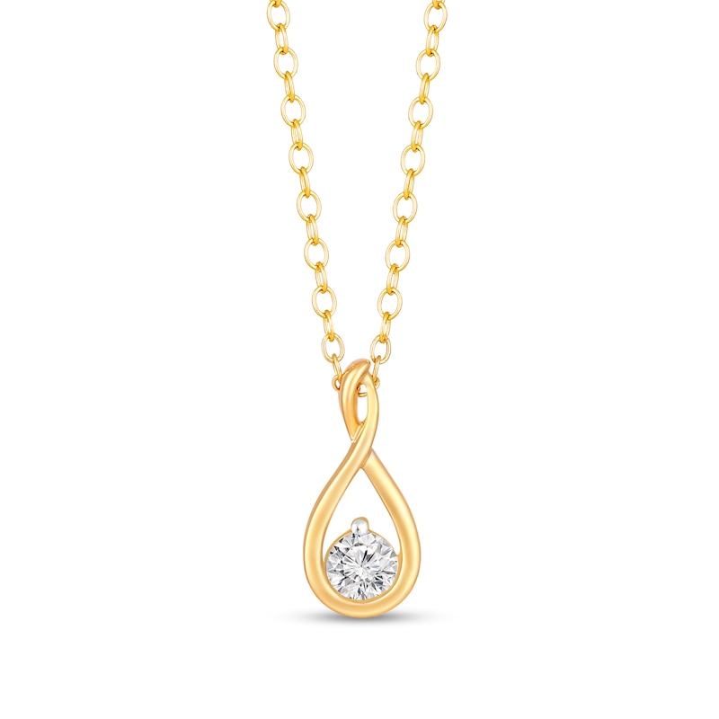 Main Image 1 of 1/8 CT. Diamond Solitaire Infinity Teardrop Pendant in 10K Gold