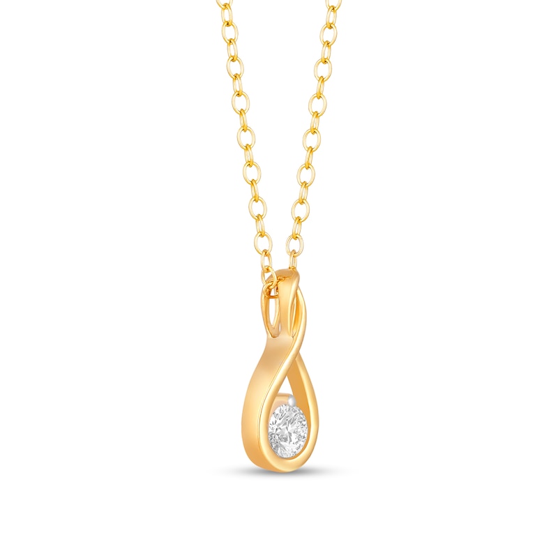 Main Image 2 of 1/8 CT. Diamond Solitaire Infinity Teardrop Pendant in 10K Gold