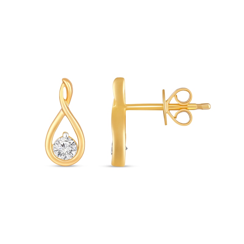 Main Image 2 of 1/4 CT. T.W. Diamond Solitaire Infinity Teardrop Earrings in 10K Gold