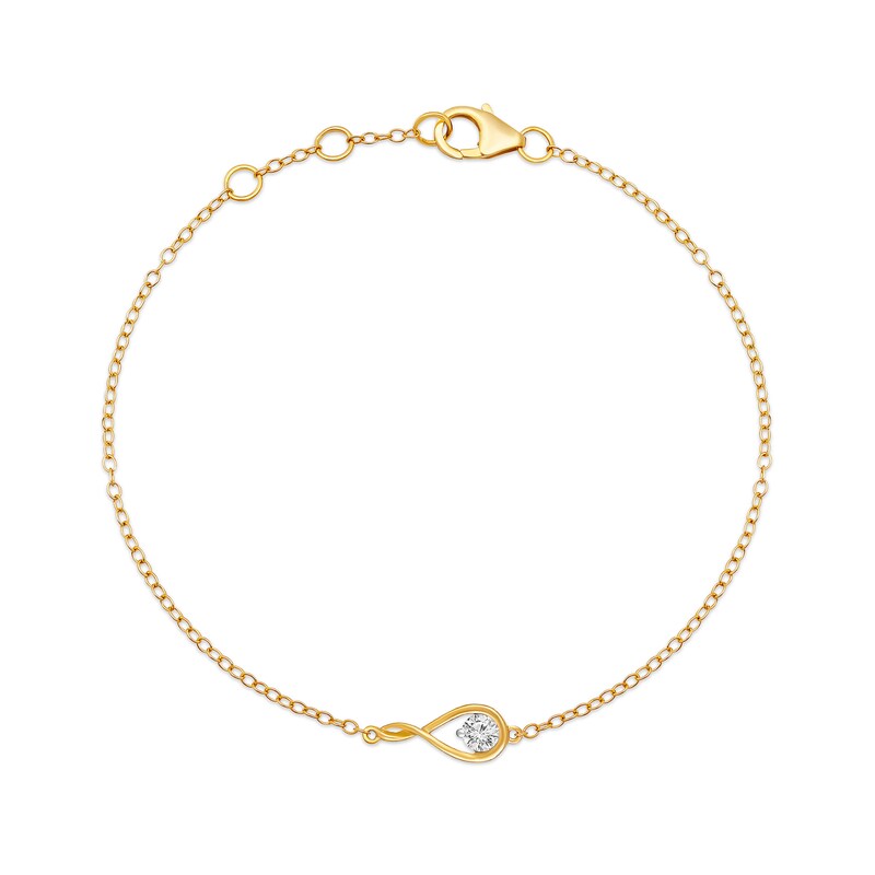 Main Image 1 of 1/8 CT. Diamond Solitaire Sideways Infinity Teardrop Bracelet in 10K Gold