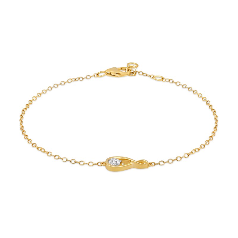 Main Image 2 of 1/8 CT. Diamond Solitaire Sideways Infinity Teardrop Bracelet in 10K Gold