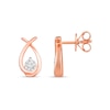 Thumbnail Image 2 of 1/4 CT. T.W. Diamond Solitaire Ichthus Stud Earrings in 10K Rose Gold