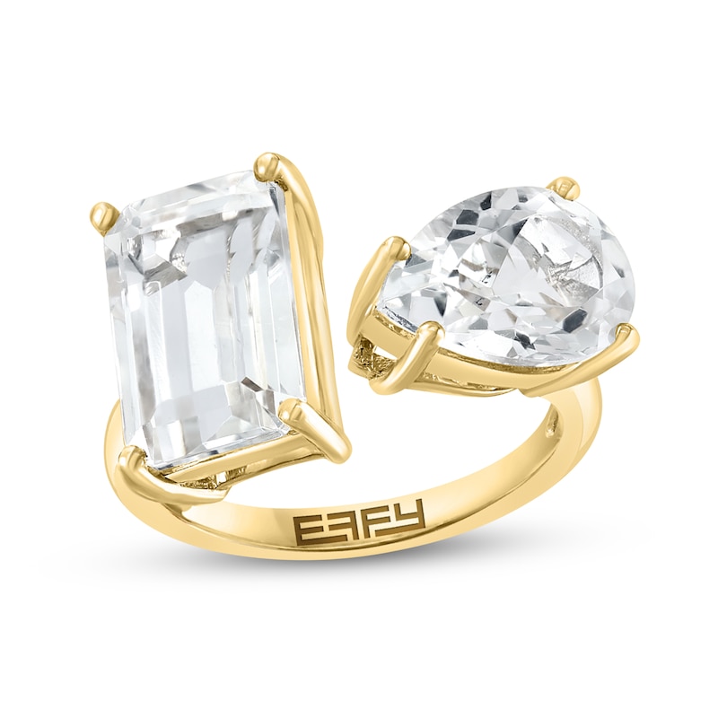 Main Image 1 of EFFY™ Collection Emerald-Cut and Pear-Shaped White Topaz Open Wrap Ring in 14K Gold - Size 7