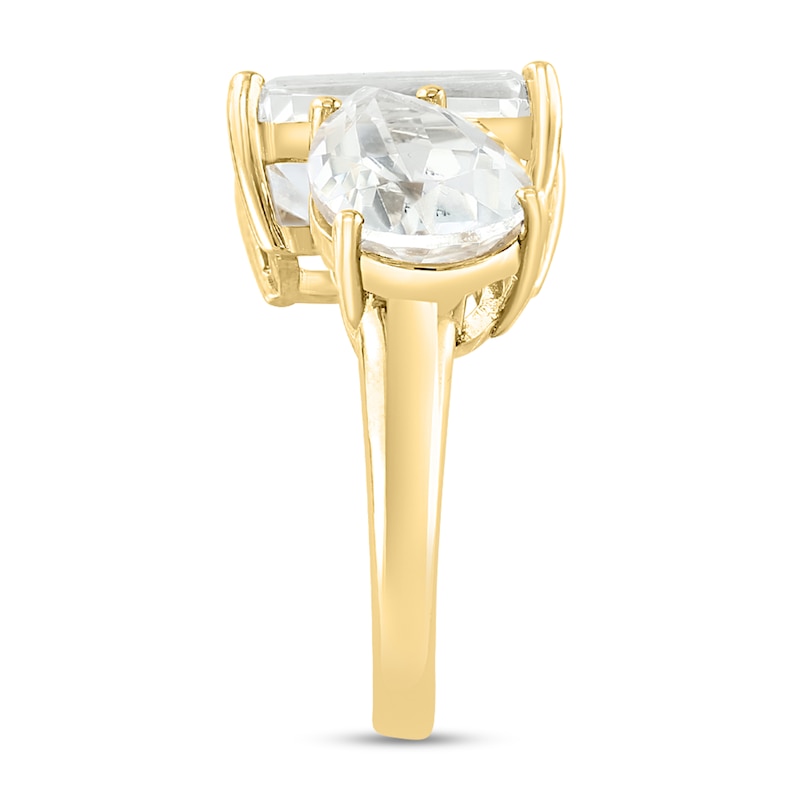 Main Image 2 of EFFY™ Collection Emerald-Cut and Pear-Shaped White Topaz Open Wrap Ring in 14K Gold - Size 7