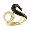 Thumbnail Image 1 of EFFY™ Collection Freeform Onyx and 1/6 CT. T.W. Diamond Double Loop Open Shank Ring in 14K Gold - Size 7