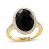 Thumbnail Image 1 of EFFY™ Collection Faceted Oval Onyx and 1/3 CT. T.W. Diamond Frame Ring in 14K Gold