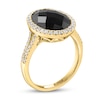 Thumbnail Image 3 of EFFY™ Collection Faceted Oval Onyx and 1/3 CT. T.W. Diamond Frame Ring in 14K Gold