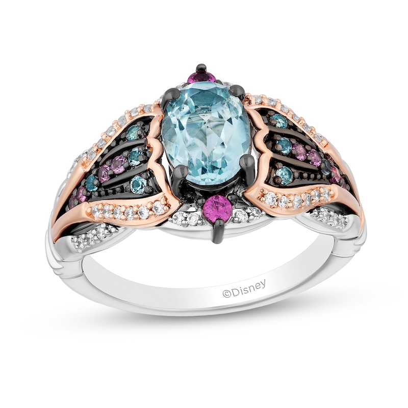 Main Image 1 of Collector's Edition Enchanted Disney The Little Mermaid Multi-Gemstone and Diamond Caspia Ring in Sterling Silver